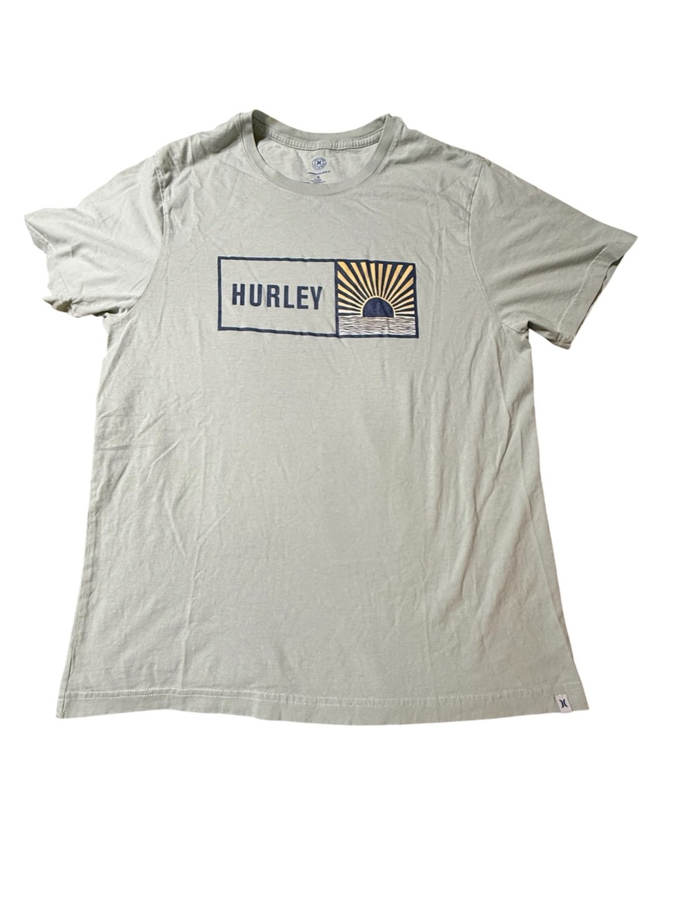 Hurley Everyday Wash Sunbox T Shirt Men's Size XL Mutted Aloe Sun Logo Surf Tee